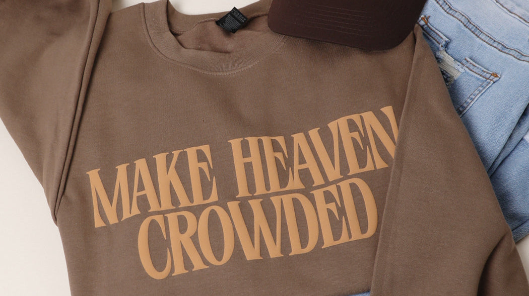 Make Heaven Crowded puff print sweatshirt in brown savana