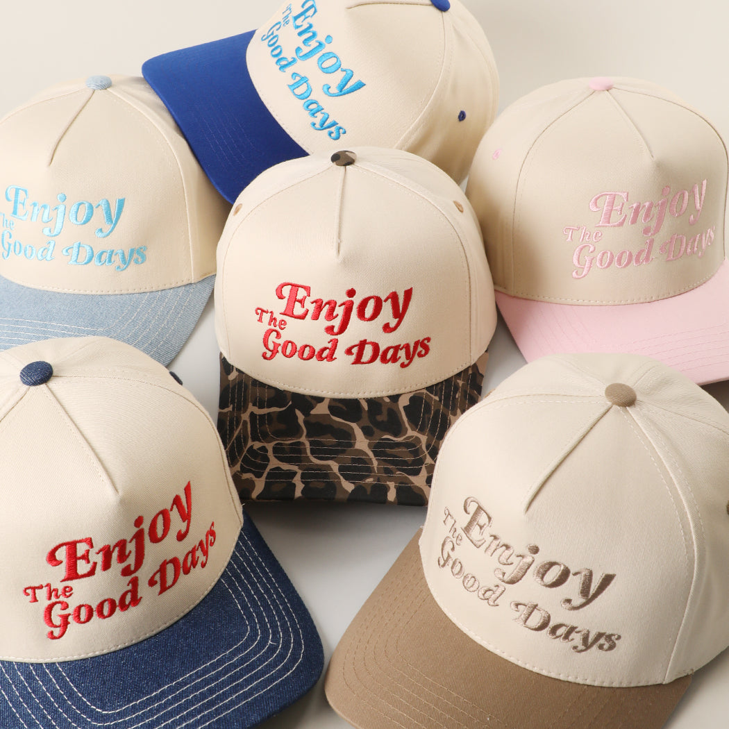 Enjoy The Good Days two-tone trucker hat, styled view