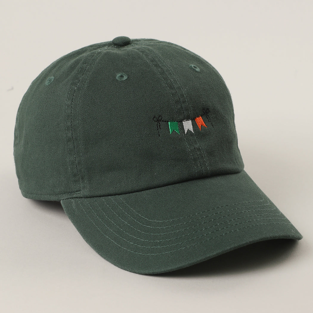 Irish Pride minimalist flag baseball cap in dark green back view
