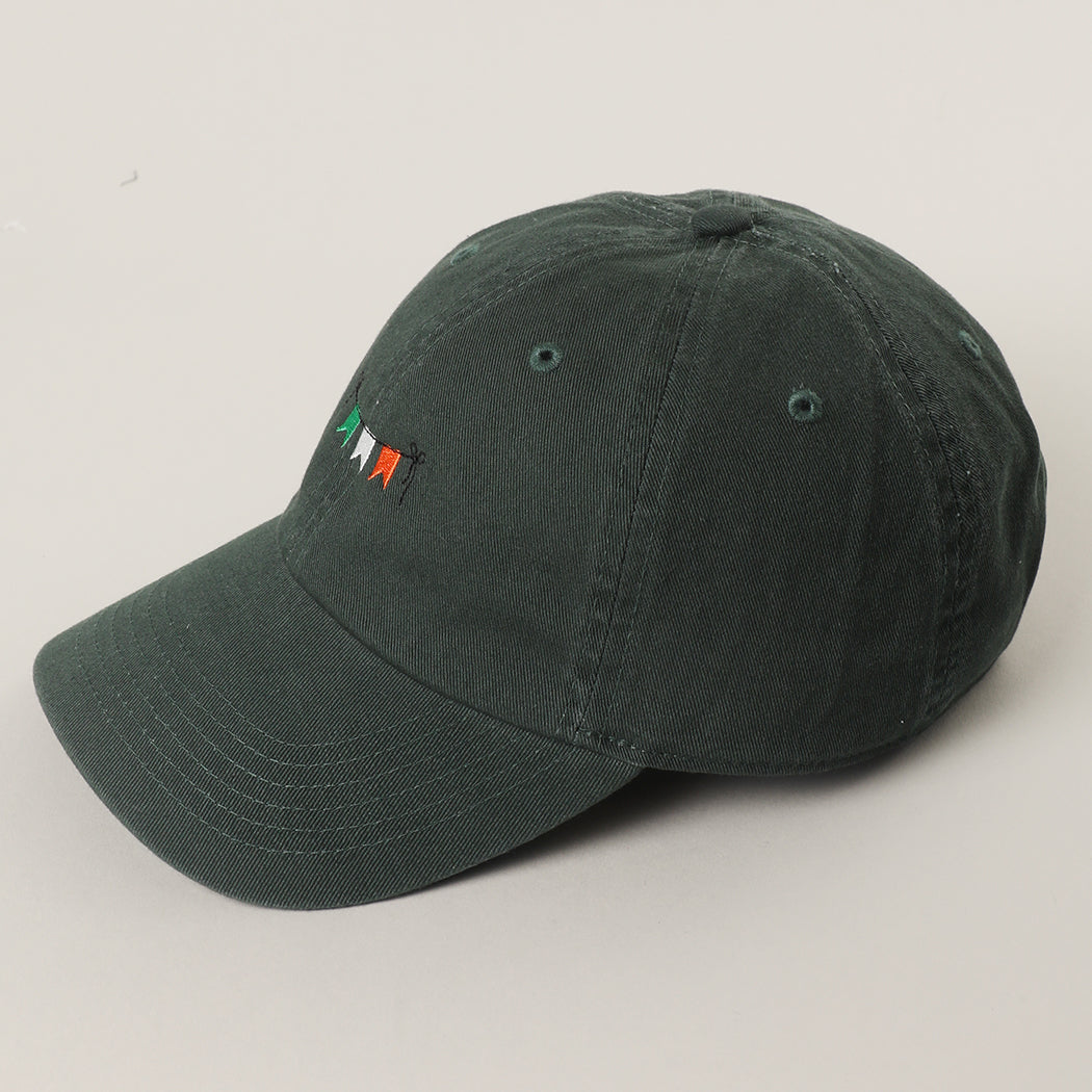 Irish Pride minimalist flag baseball cap in dark green detail view