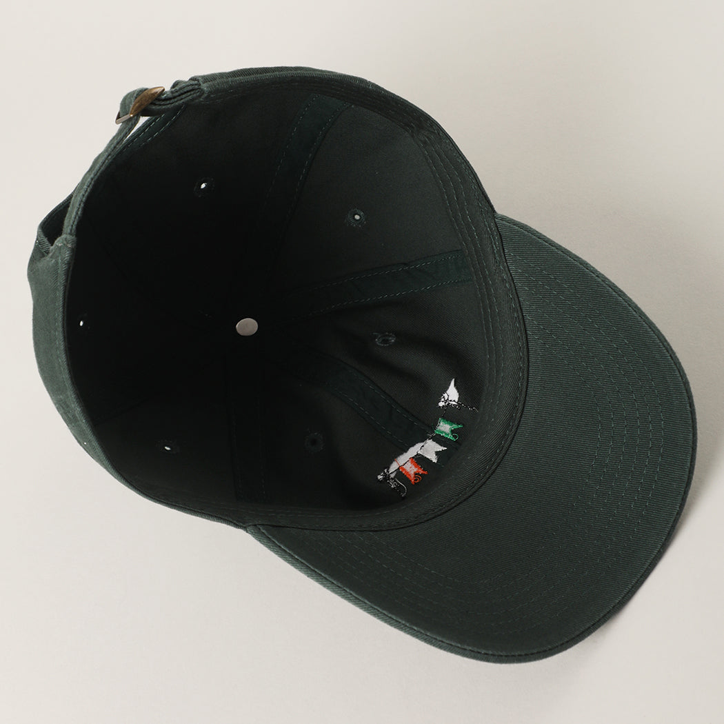 Irish Pride minimalist flag baseball cap in dark green detail view
