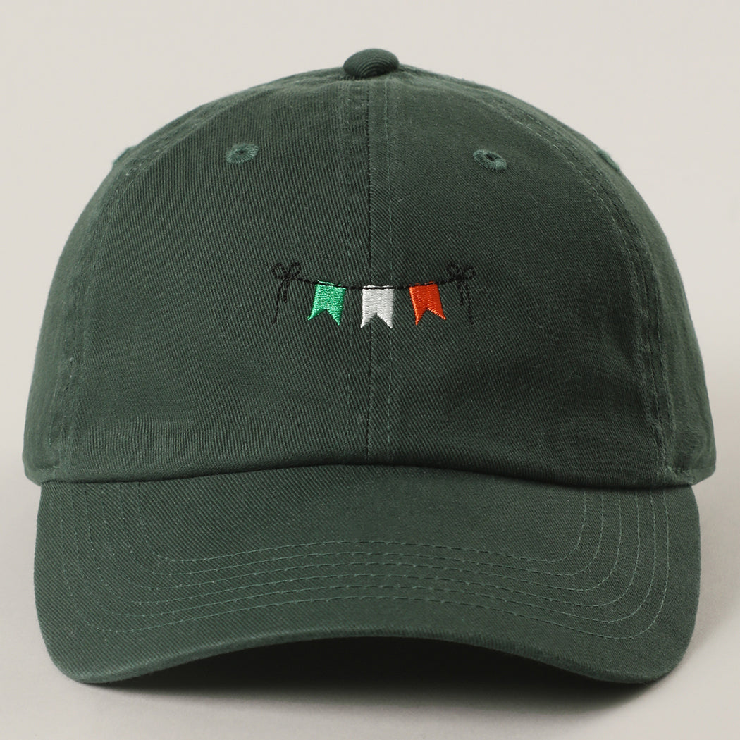 Irish Pride minimalist flag baseball cap in dark green front view