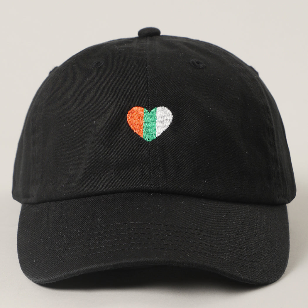 St. Patrick's Irish flag heart baseball cap in black