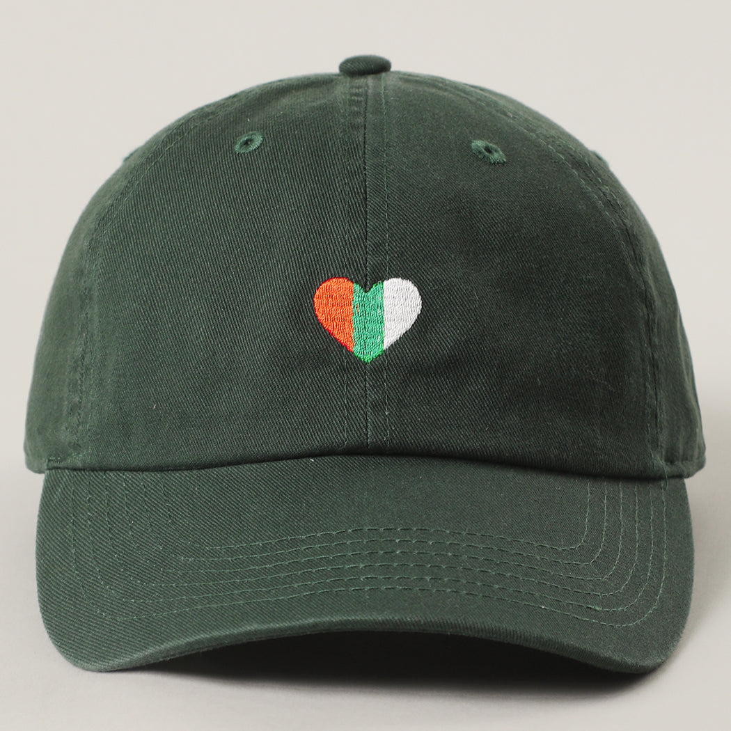 St. Patrick's Irish flag heart baseball cap in dark green