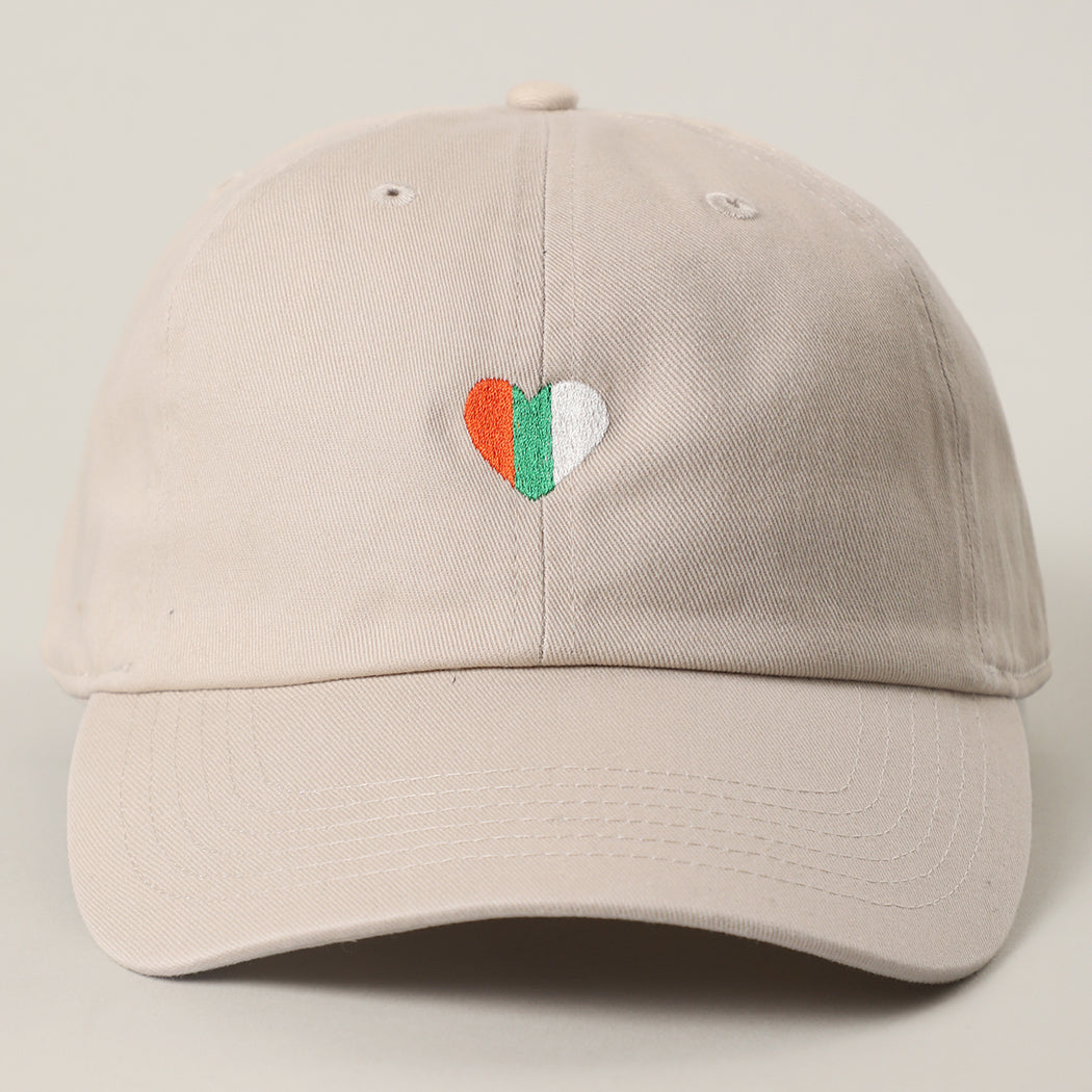 St. Patrick's Irish flag heart baseball cap in putty front view