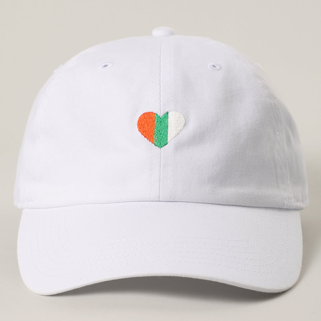 St. Patrick's Irish flag heart baseball cap in white