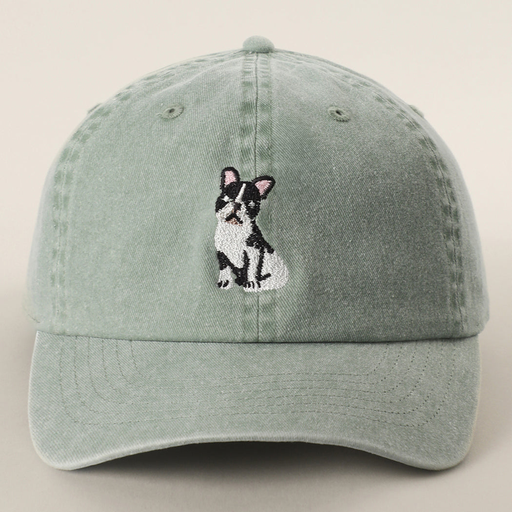 Boston Terrier embroidered baseball cap in green tea