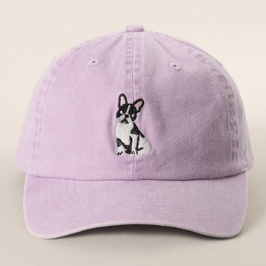 Boston Terrier embroidered baseball cap in lilac front view