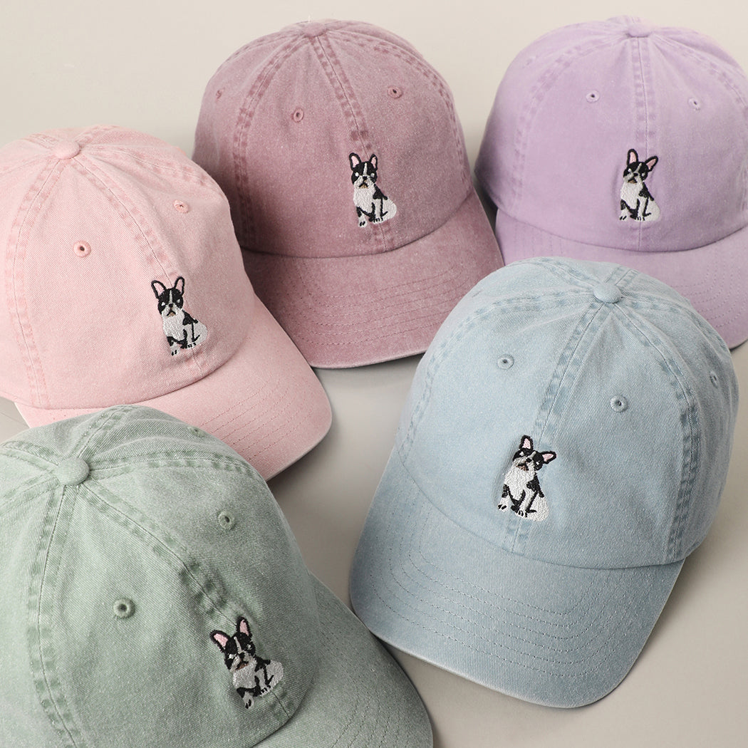 Boston Terrier embroidered baseball cap side view