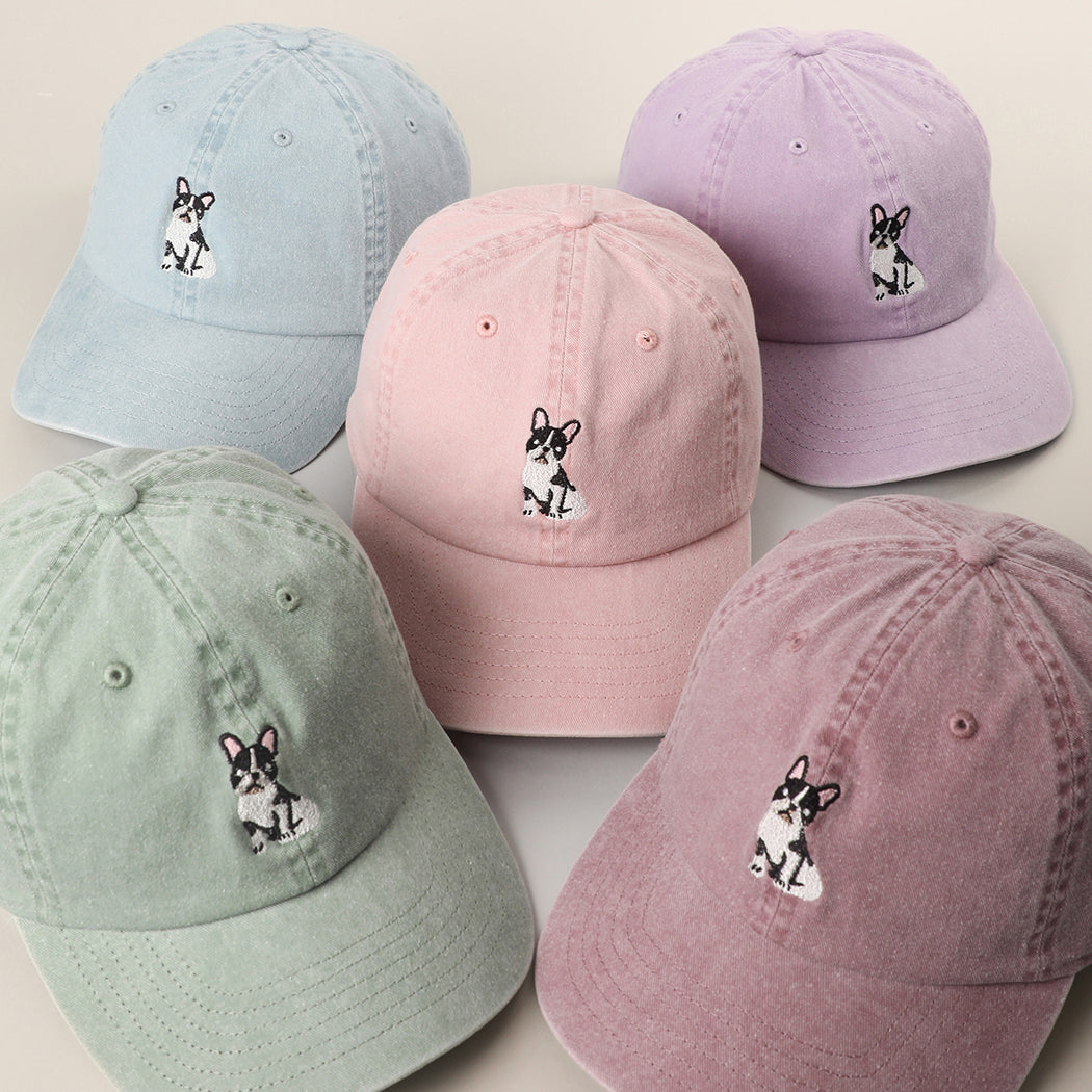 Boston Terrier embroidered baseball cap front view