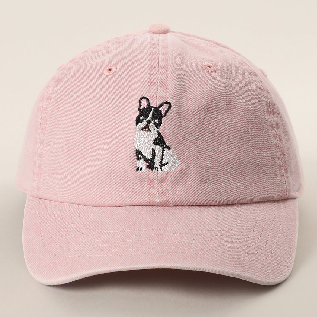 Boston Terrier embroidered baseball cap in smoke pink