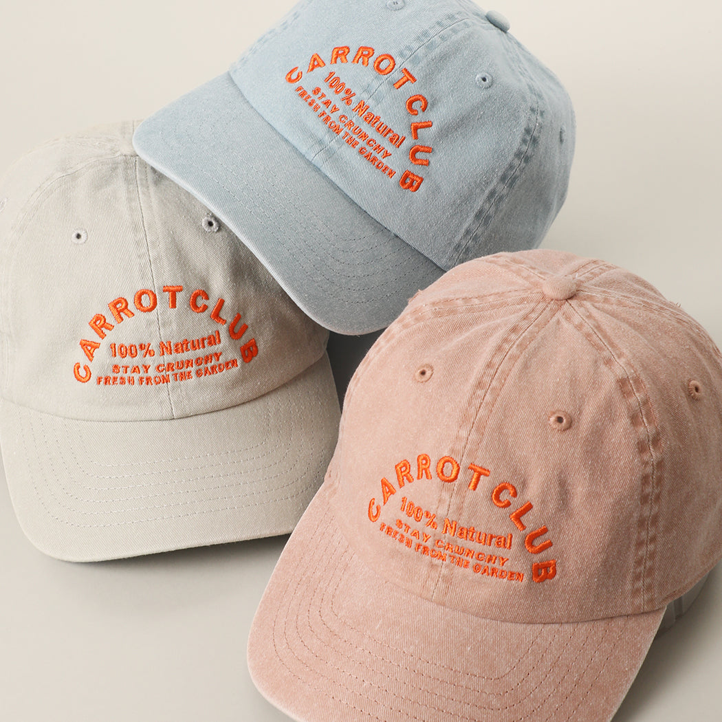 Carrot Club embroidered cotton baseball cap, front view