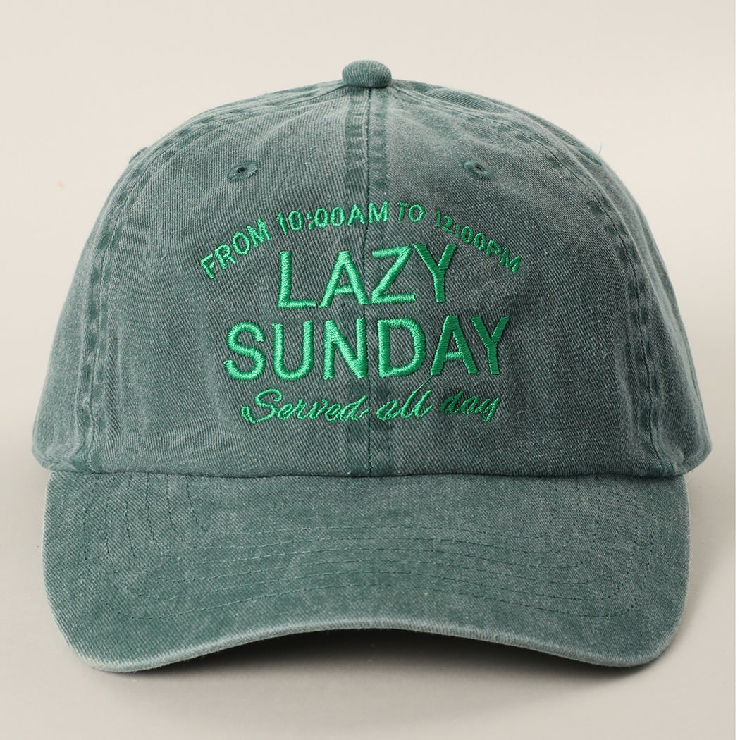 Lazy Sunday Served All Day cotton baseball cap in green