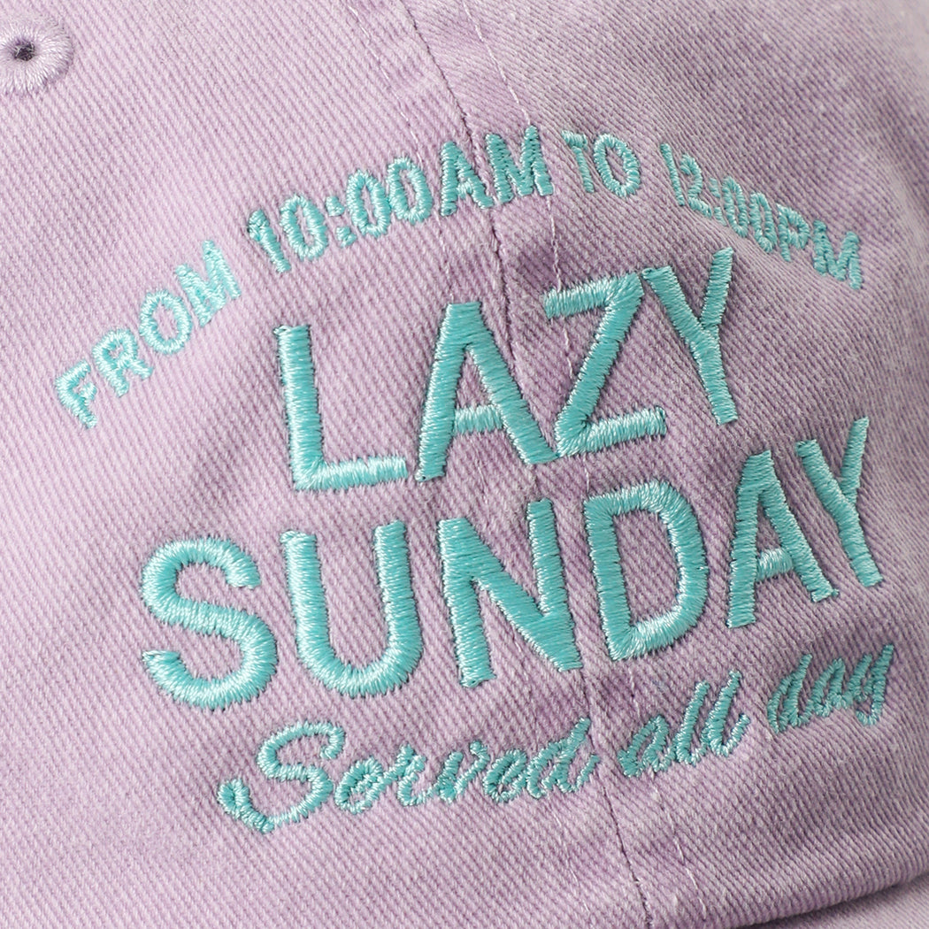 Lazy Sunday Served All Day cotton baseball cap in lilac, side view