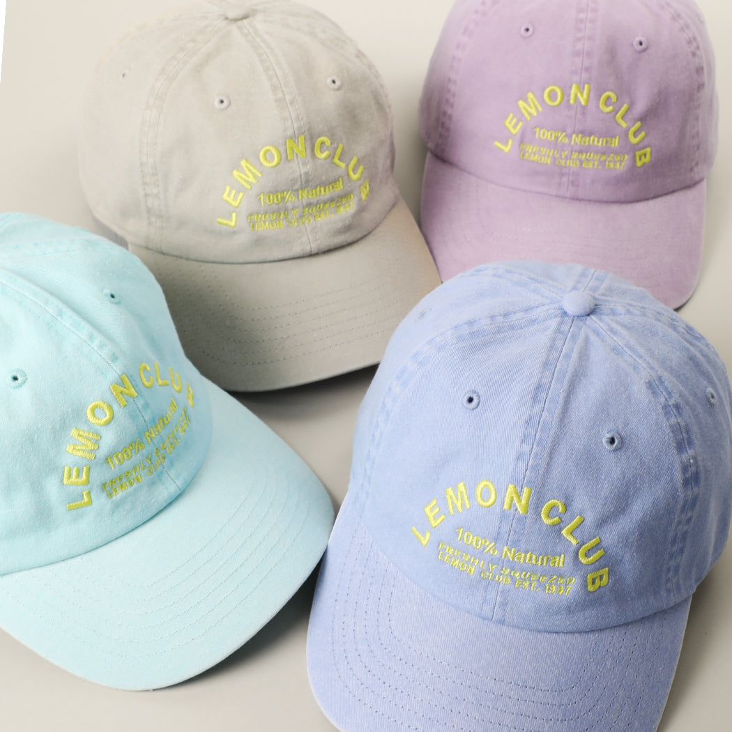 Lemon Club embroidered cotton baseball cap, front view alternate angle