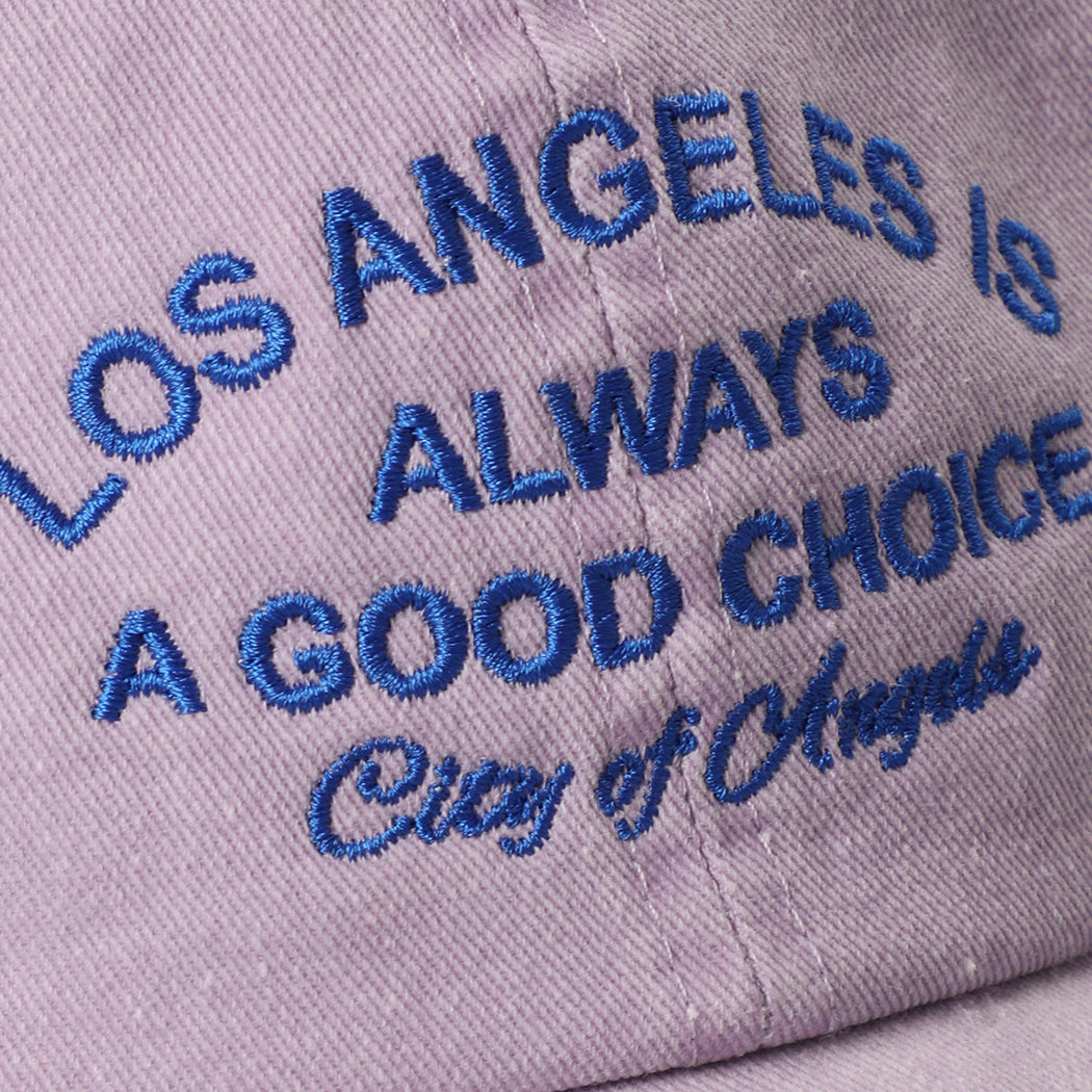 Los Angeles Is Always A Good Choice baseball cap in lilac, side view