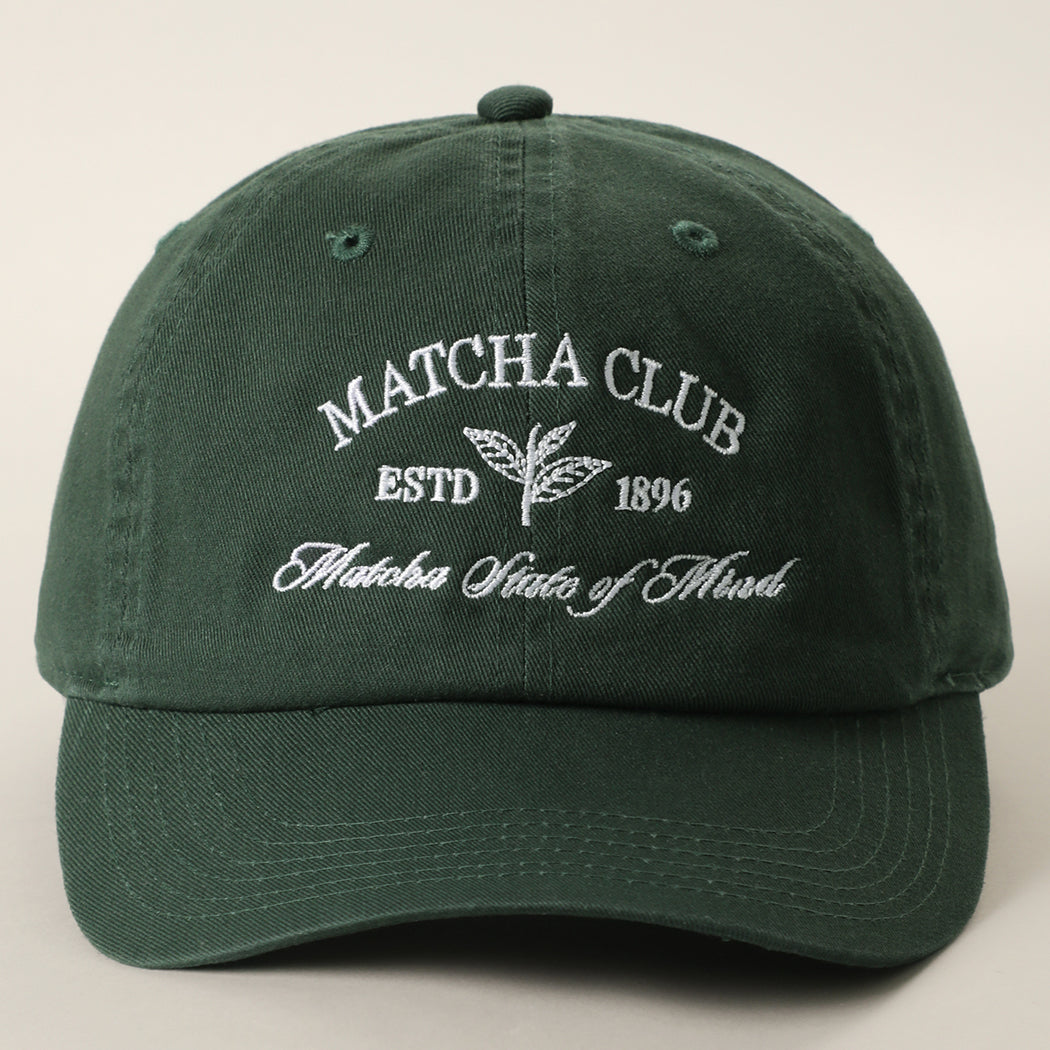 Matcha Club baseball cap in dark green
