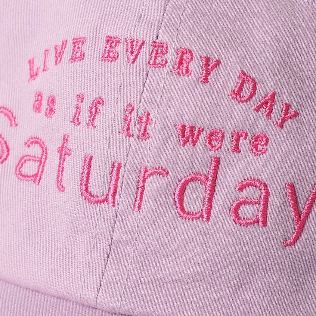 Live Every Day baseball cap in lilac, side view