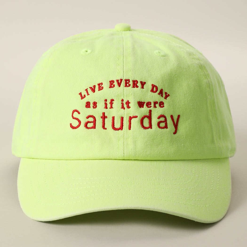 Live Every Day baseball cap in neon yellow