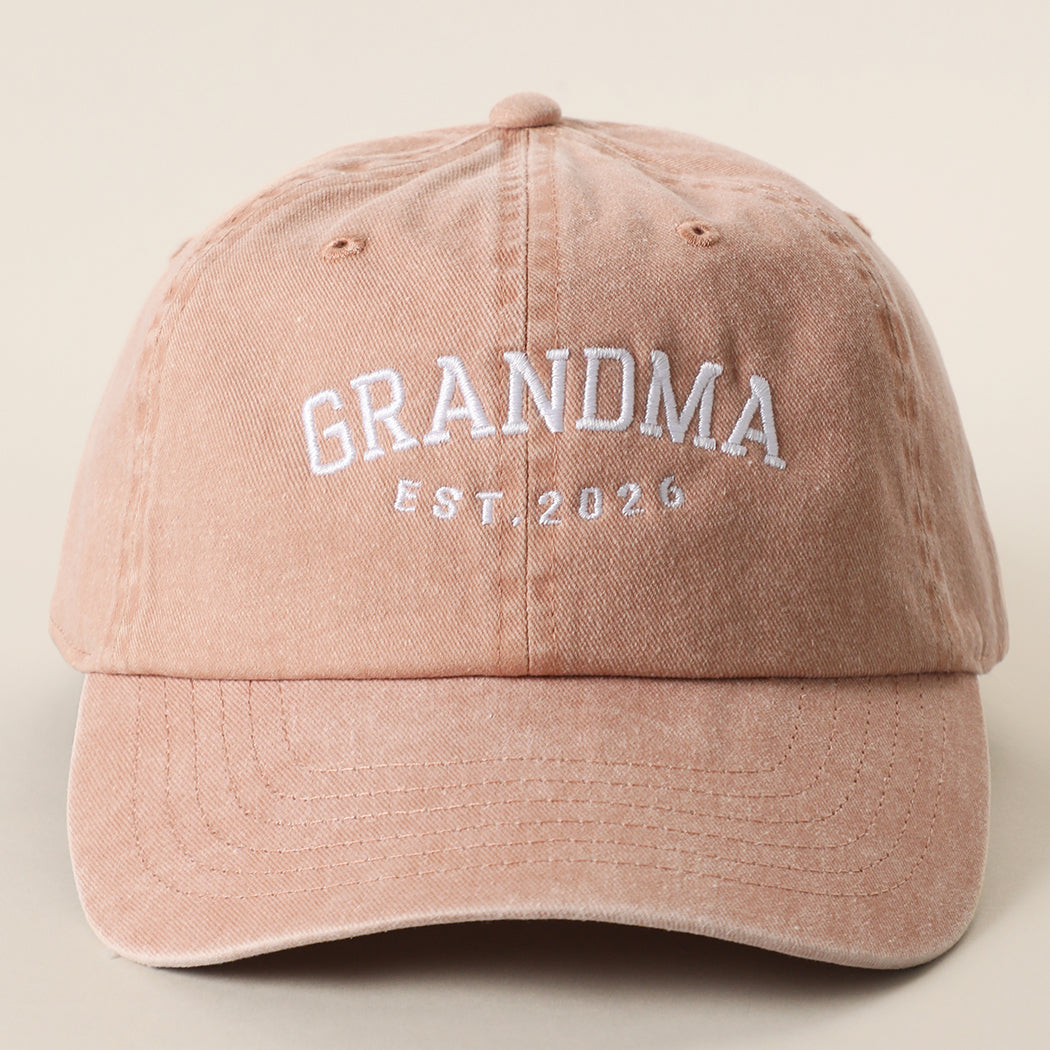 Grandma Est. 2026 embroidered baseball cap in cinnamon