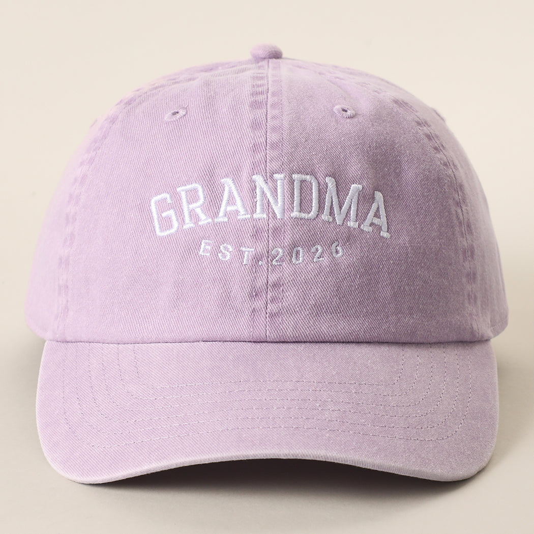 Grandma Est. 2026 embroidered baseball cap in lilac