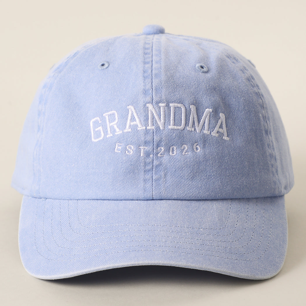 Grandma Est. 2026 embroidered baseball cap in sax blue