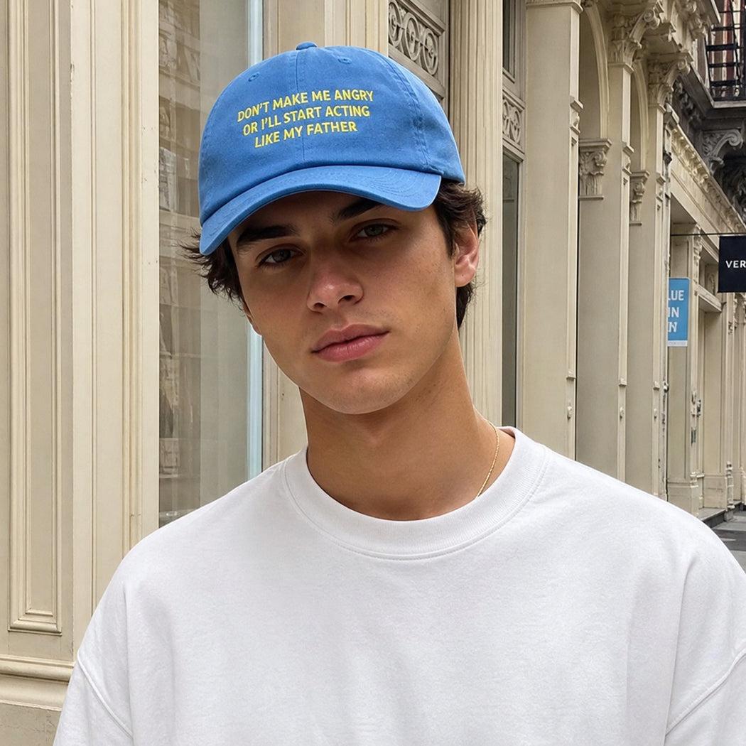 Don't Make Me Angry embroidered baseball cap lifestyle image