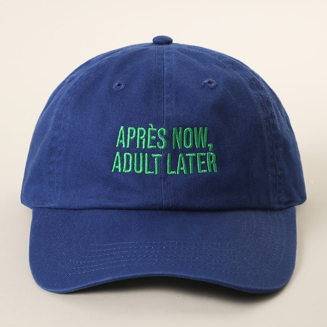 Après Now Adult Later embroidered baseball cap in royal blue