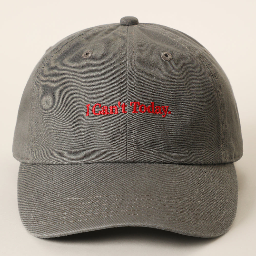 I Can't Today baseball cap in charcoal