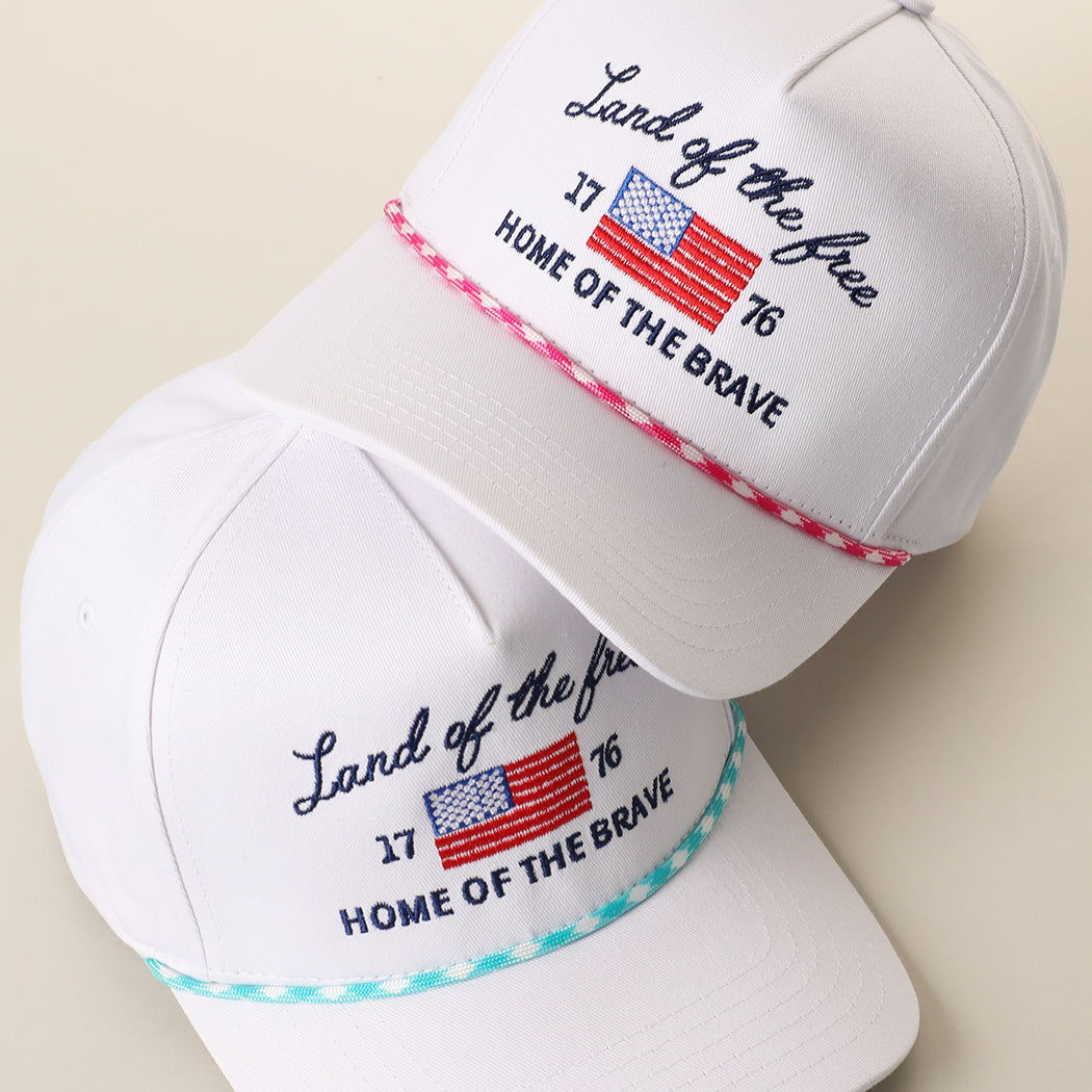 Land of the Free rope trucker hat shown in all color options