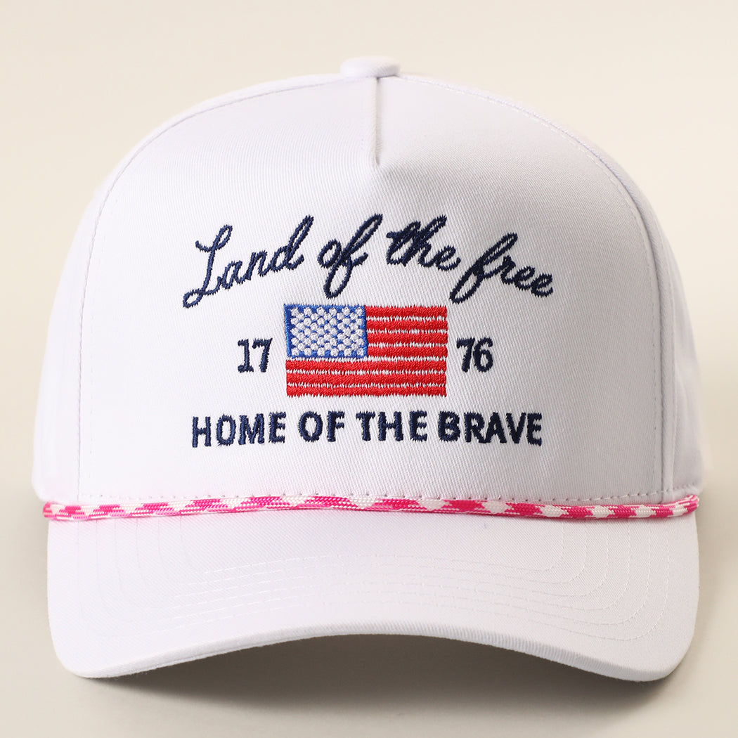 Land of the Free rope trucker hat in hot pink