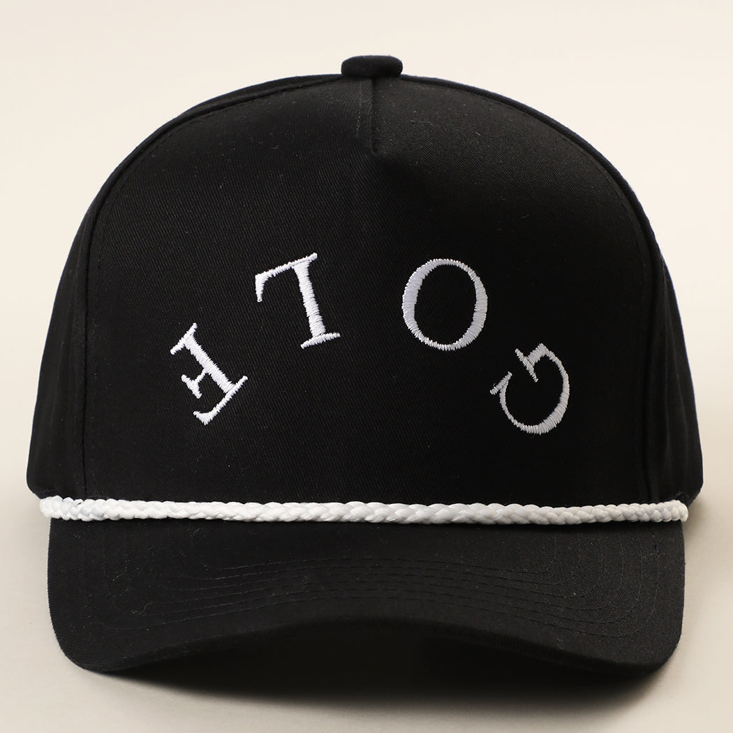 Golf Upside Down rope trucker hat in black and white