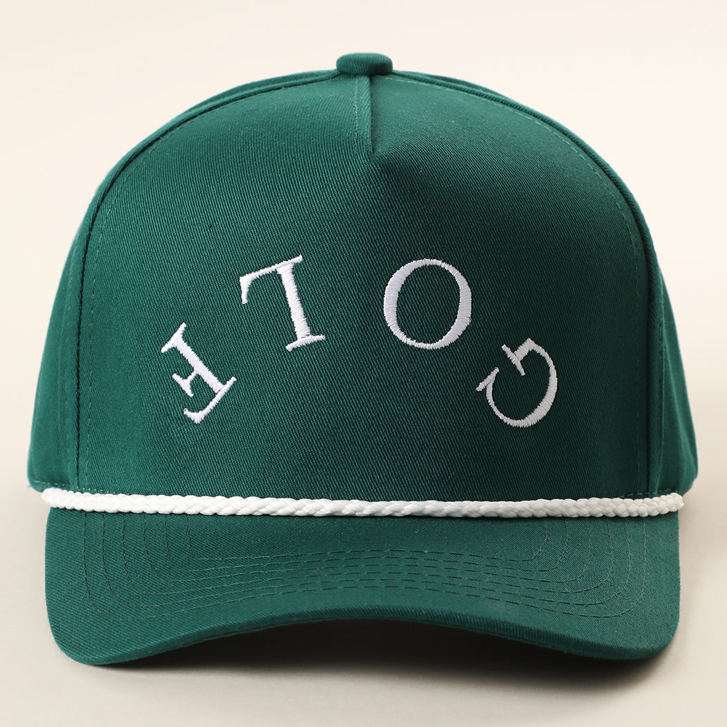 Golf Upside Down rope trucker hat in dark green and white