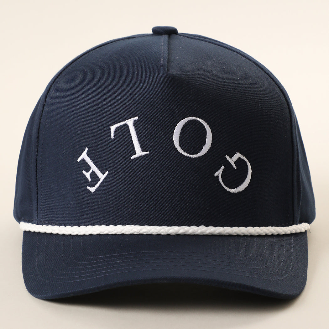 Golf Upside Down rope trucker hat in navy and white