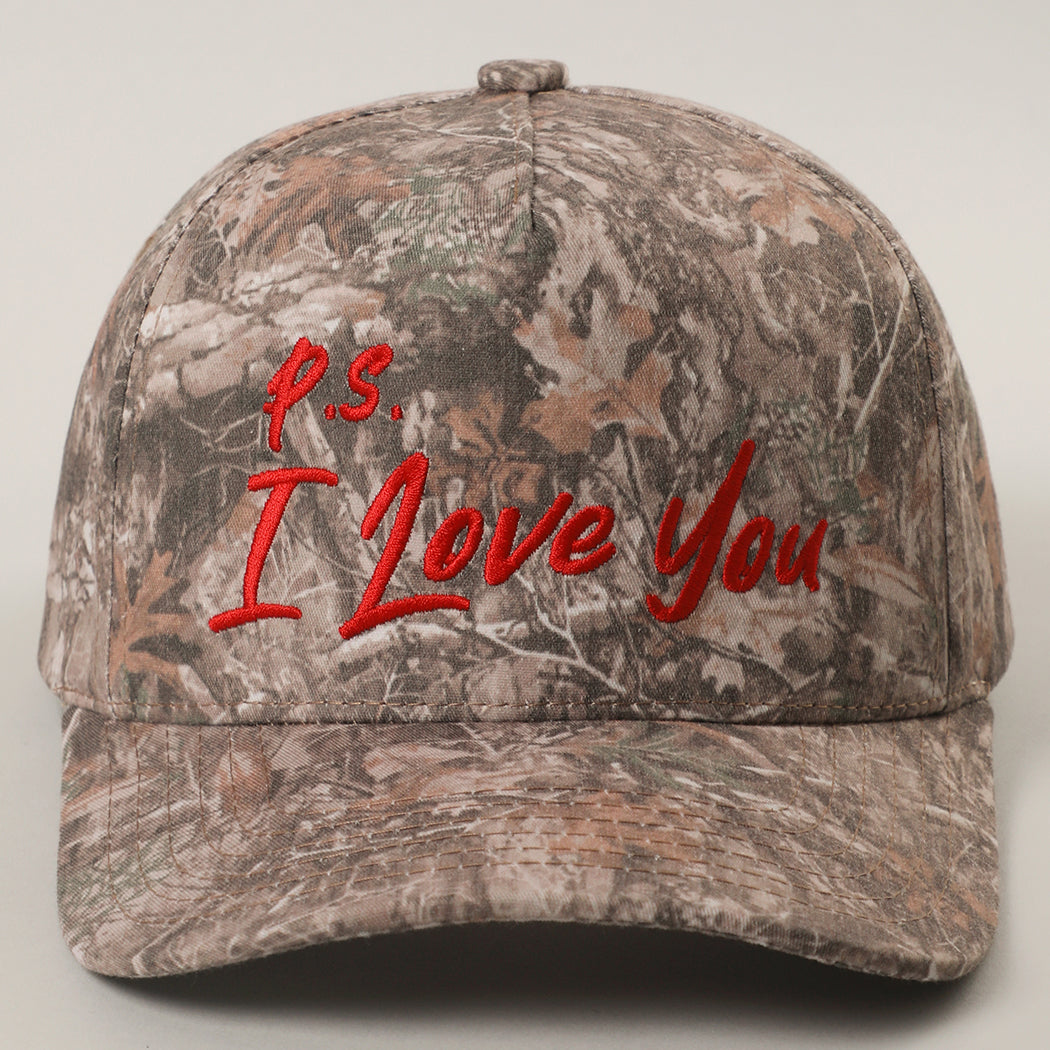 P.S. I Love You camo trucker hat in dark camo