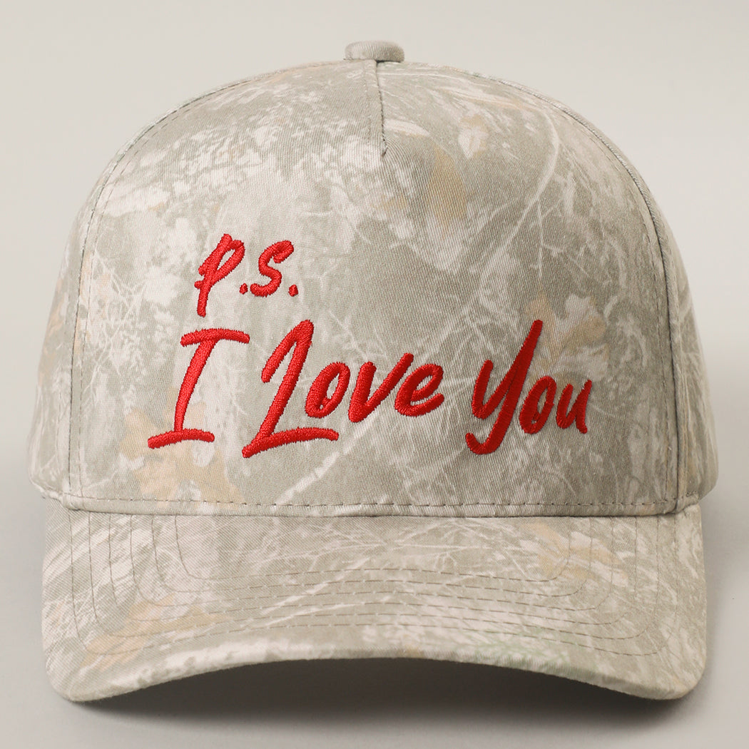 P.S. I Love You camo trucker hat in light camo