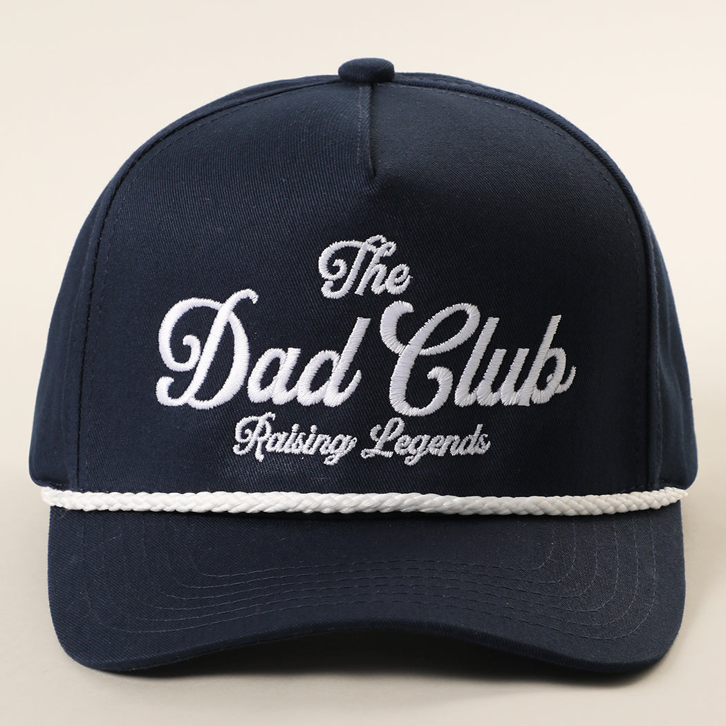 The Dad Club Raising Legends rope trucker hat in navy and white