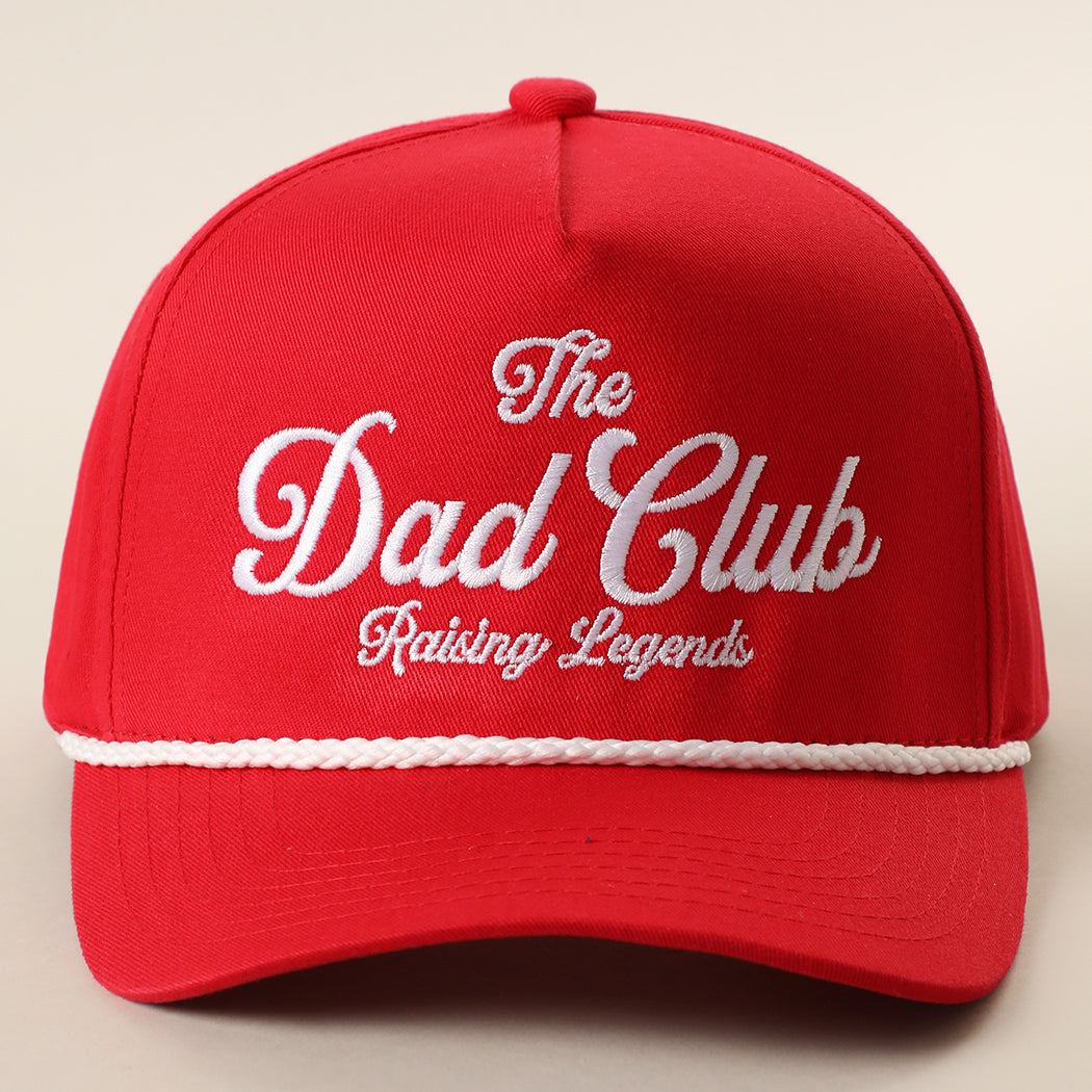 The Dad Club Raising Legends rope trucker hat in red and white