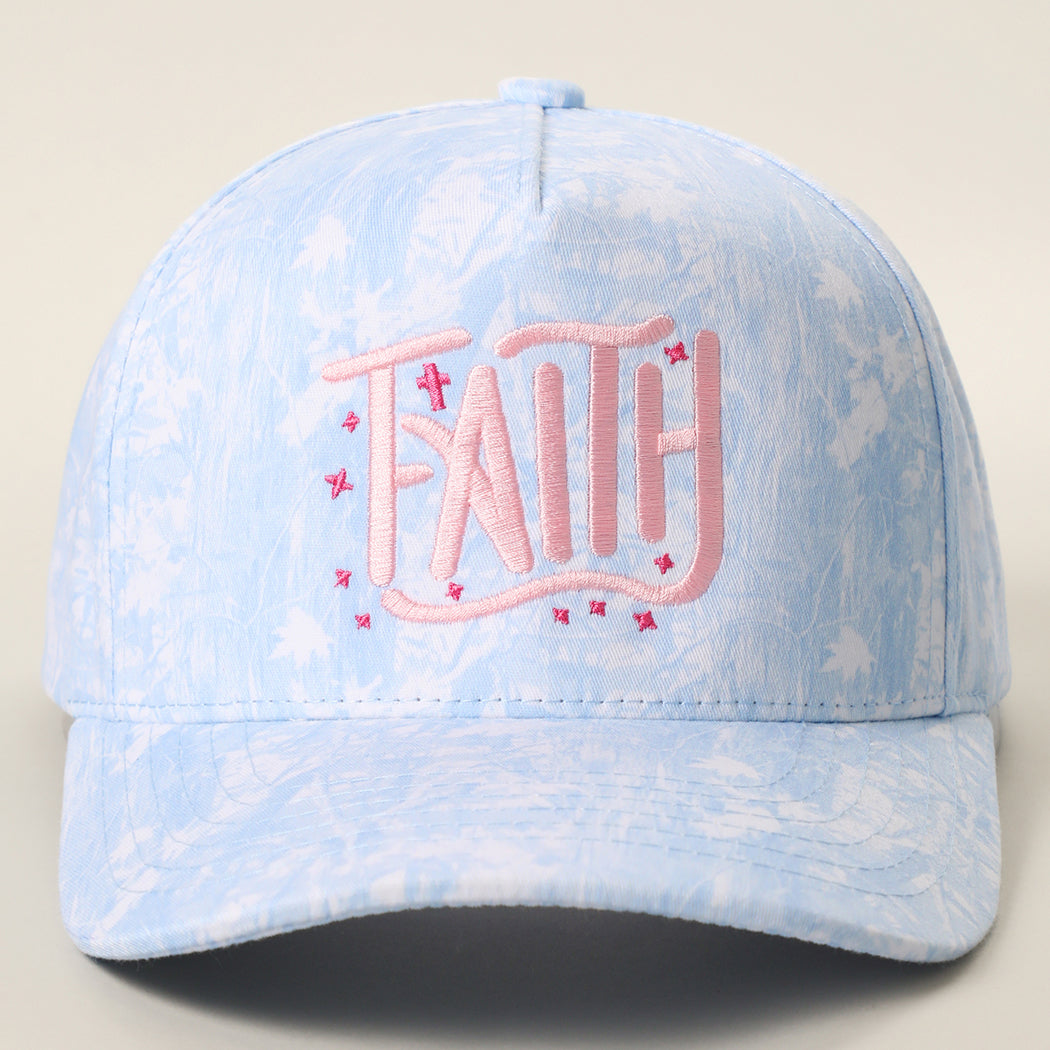 Faith embroidered camo trucker hat in blue camo