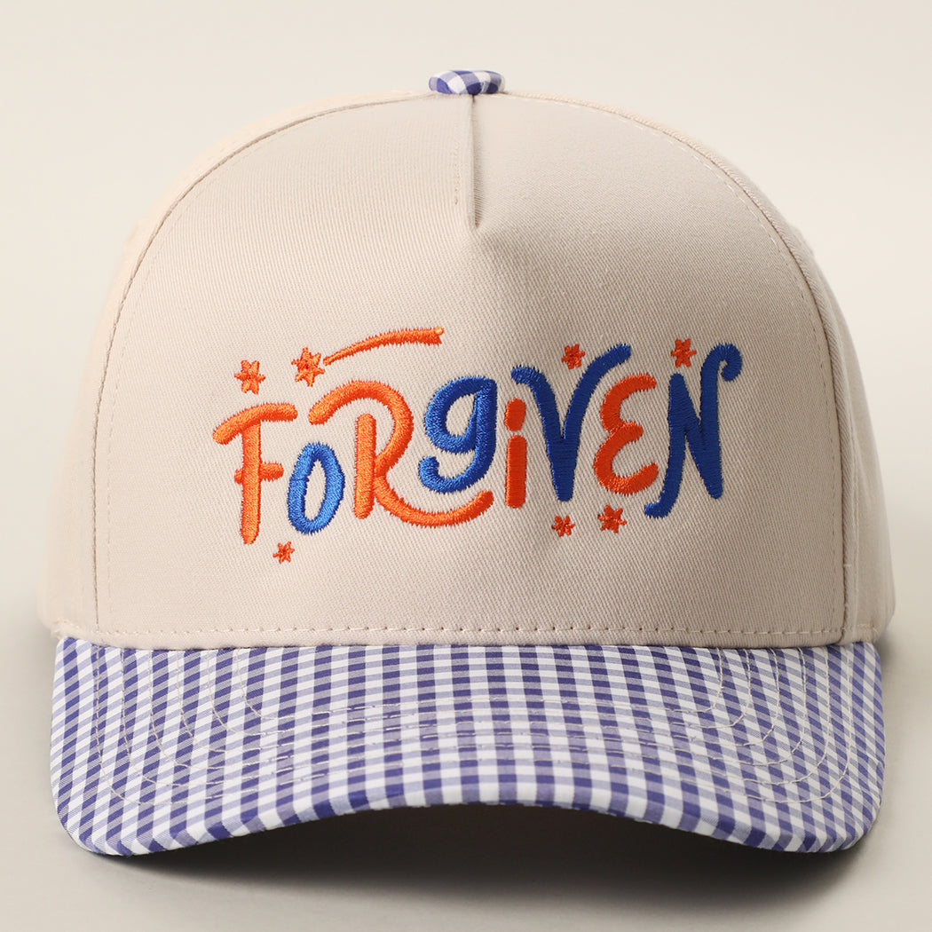 Forgiven gingham brim trucker hat in cobalt blue