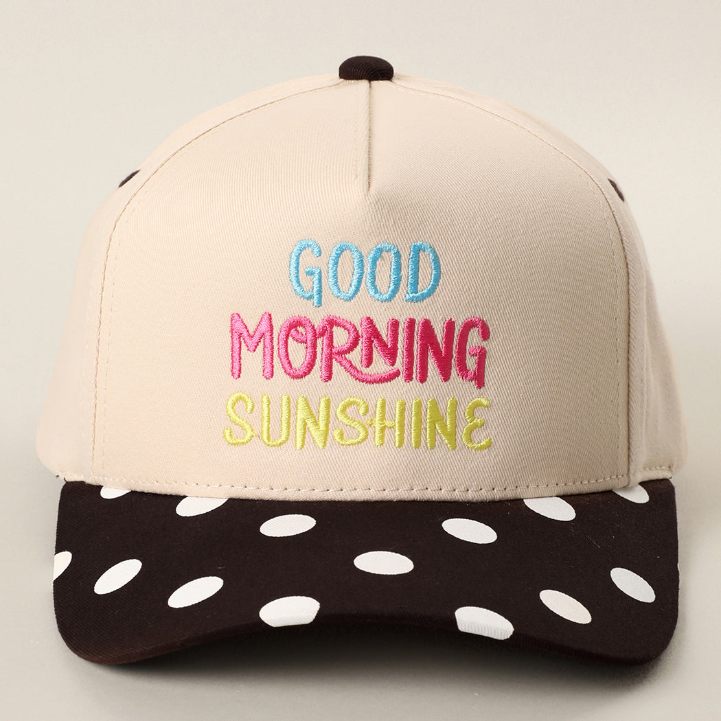 Good Morning Sunshine polka dot trucker hat in black