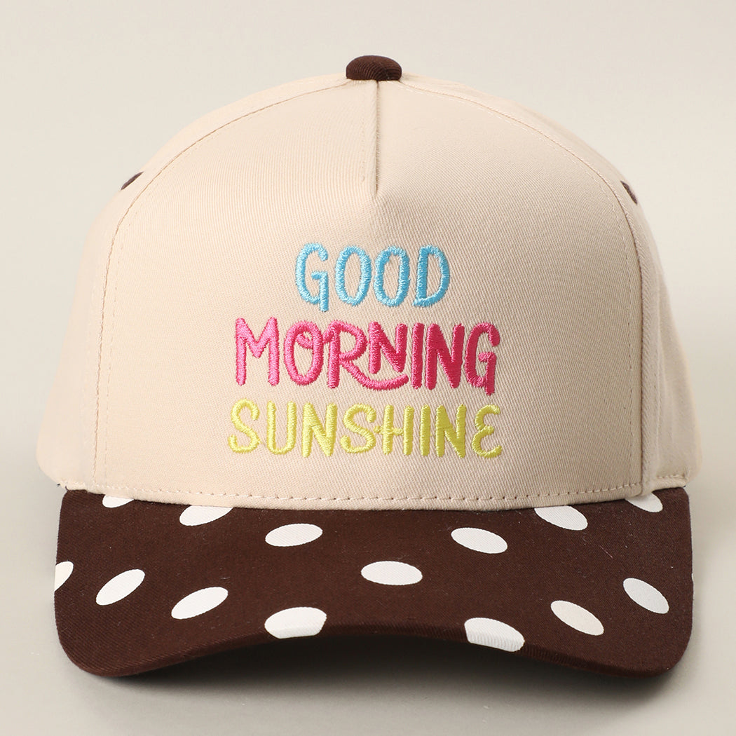 Good Morning Sunshine polka dot trucker hat in brown