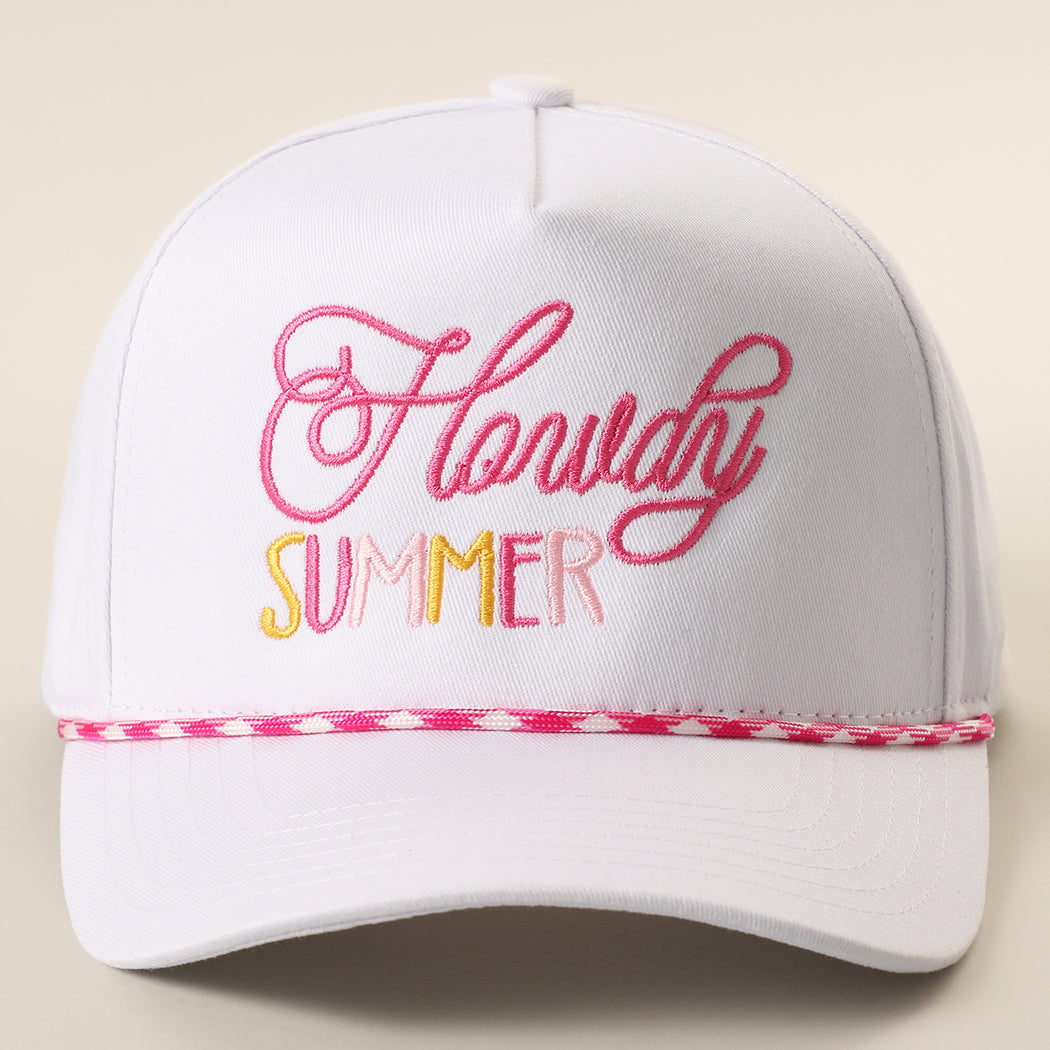 Howdy Summer rope trucker hat in hot pink