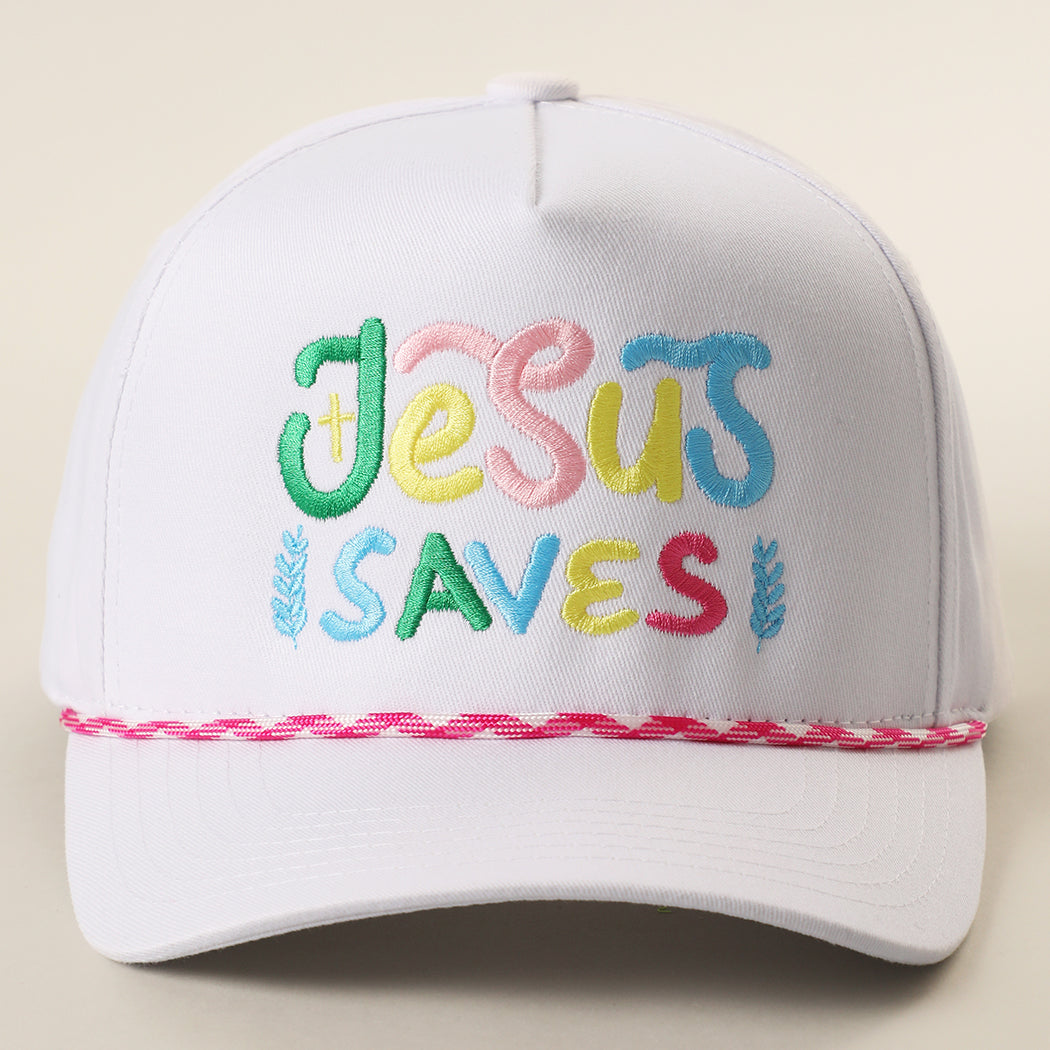 Jesus Saves rope trucker hat in hot pink