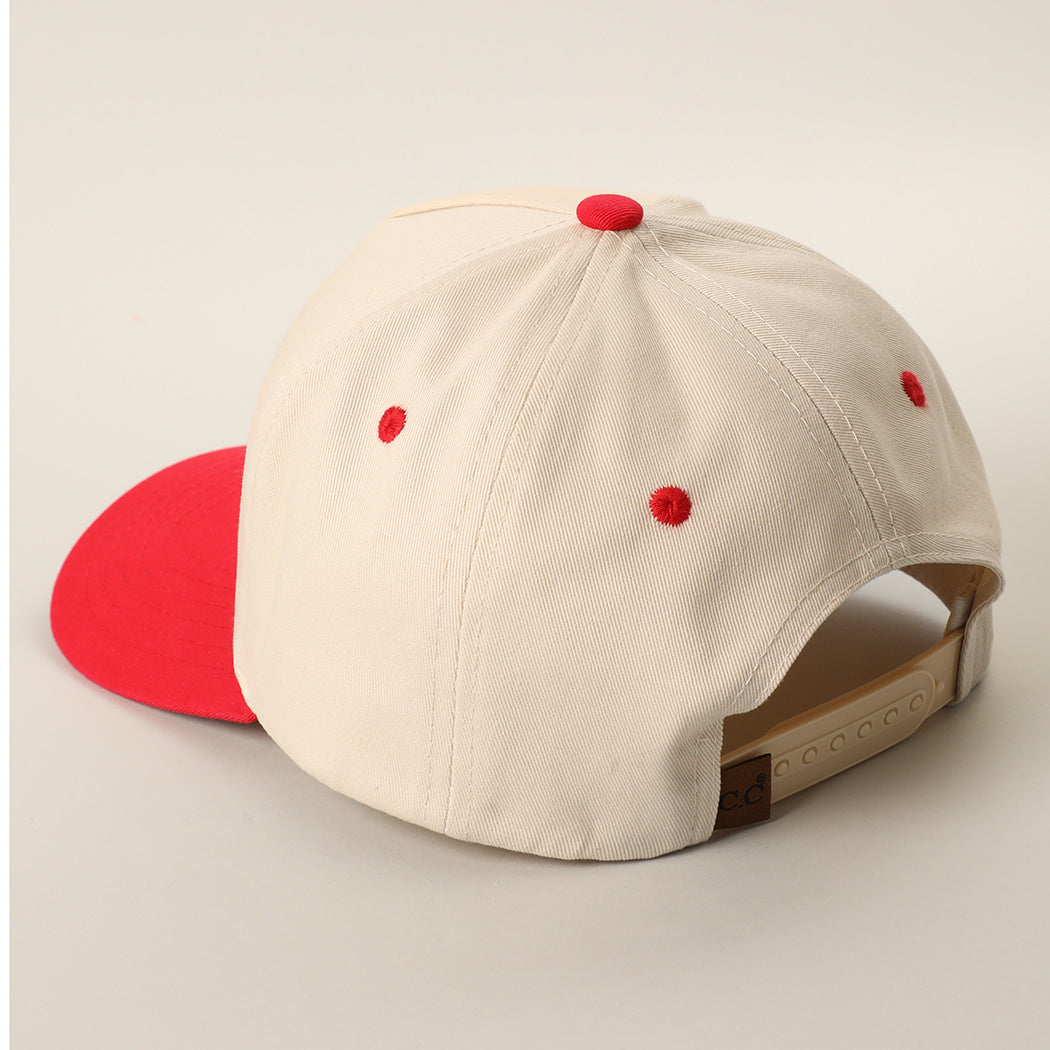 Paradise Is Heaven two-tone trucker hat in red, back view