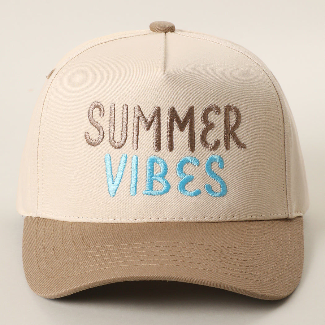 Summer Vibes two-tone trucker hat in beige