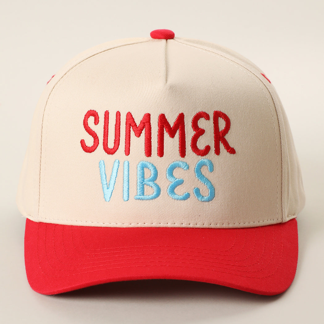 Summer Vibes two-tone trucker hat in red