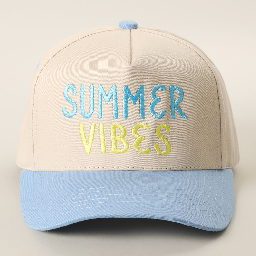 Summer Vibes two-tone trucker hat in sky blue