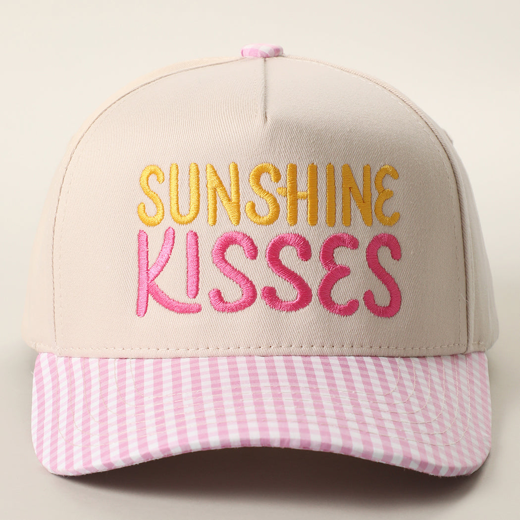 Sunshine Kisses gingham brim trucker hat in pink