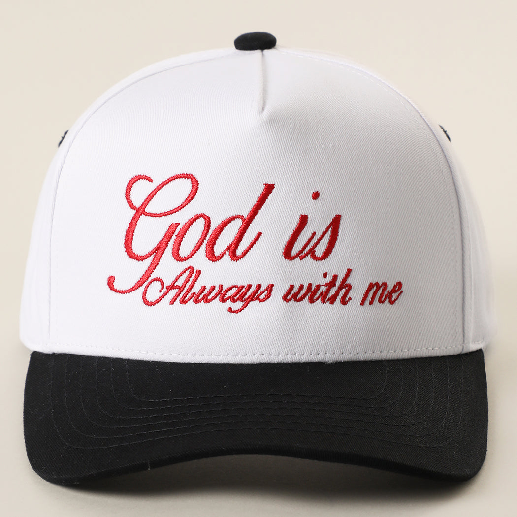God Is Always With Me two-tone trucker hat in black